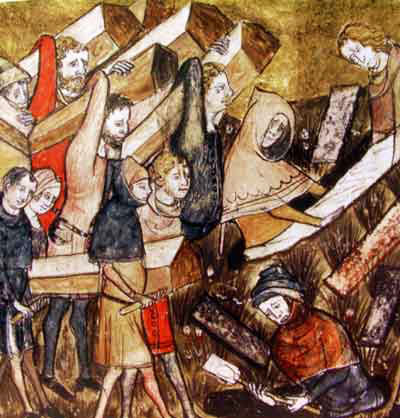 raffigurazione storica di una folla con la peste